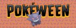 gengar in front of a pokeween pokemon banner